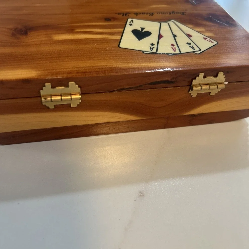 Daytona Beach Fl. Souvenir Wooden‎ Playing Card Box